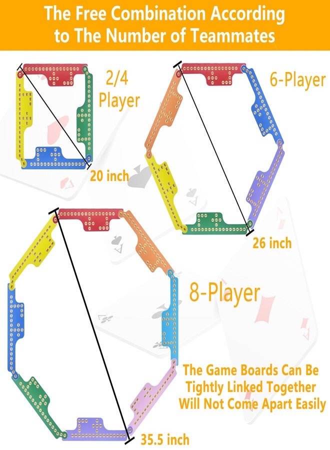 MUCITAGF Jokers and Marbles Board Game - Solid Wood Pegs and Jokers Board Game Set for 2-8 Players, Double-Sided Painted Family Party Game with 48 Marbles & 4 Card Decks - Image 3