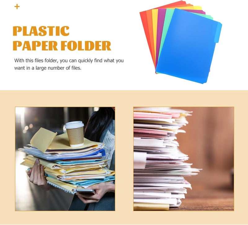 COHEALI 6Pcs A4 Plastic File Folders Colored Document Organizer Test Paper Folder Office Filing Storage for School and Home Use - Image 5