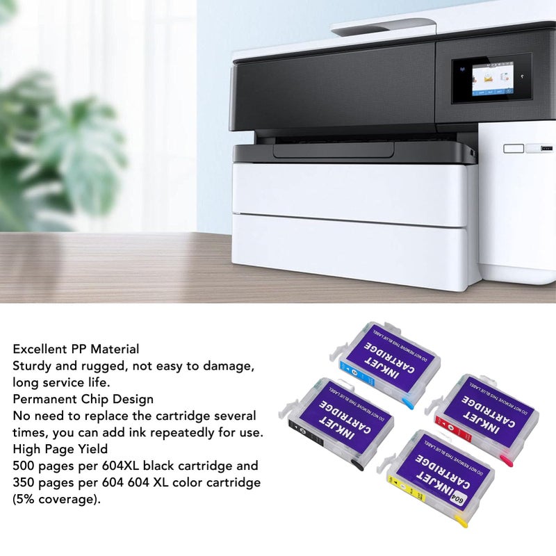 4 Pack Refillable Black Ink Cartridge Permanent Chip High Yield for Home Printers - Image 4