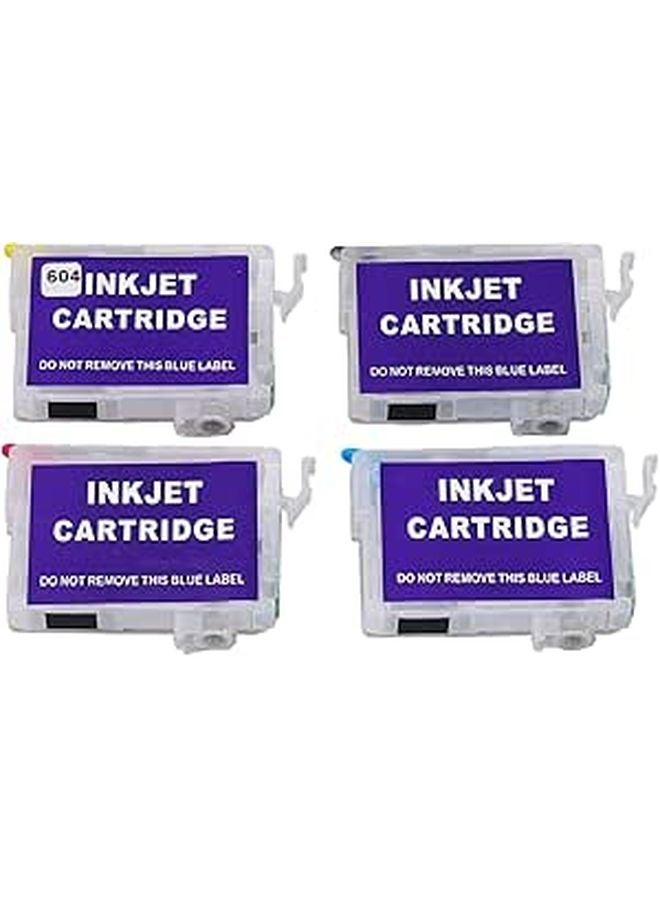 4 Pack Refillable Black Ink Cartridge Permanent Chip High Yield for Home Printers - Image 1