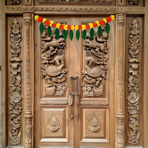True Decor 3 Feet Pan Toran Door Bandarwal Artificial Marigold Flowers Pack of 1 - Image 5