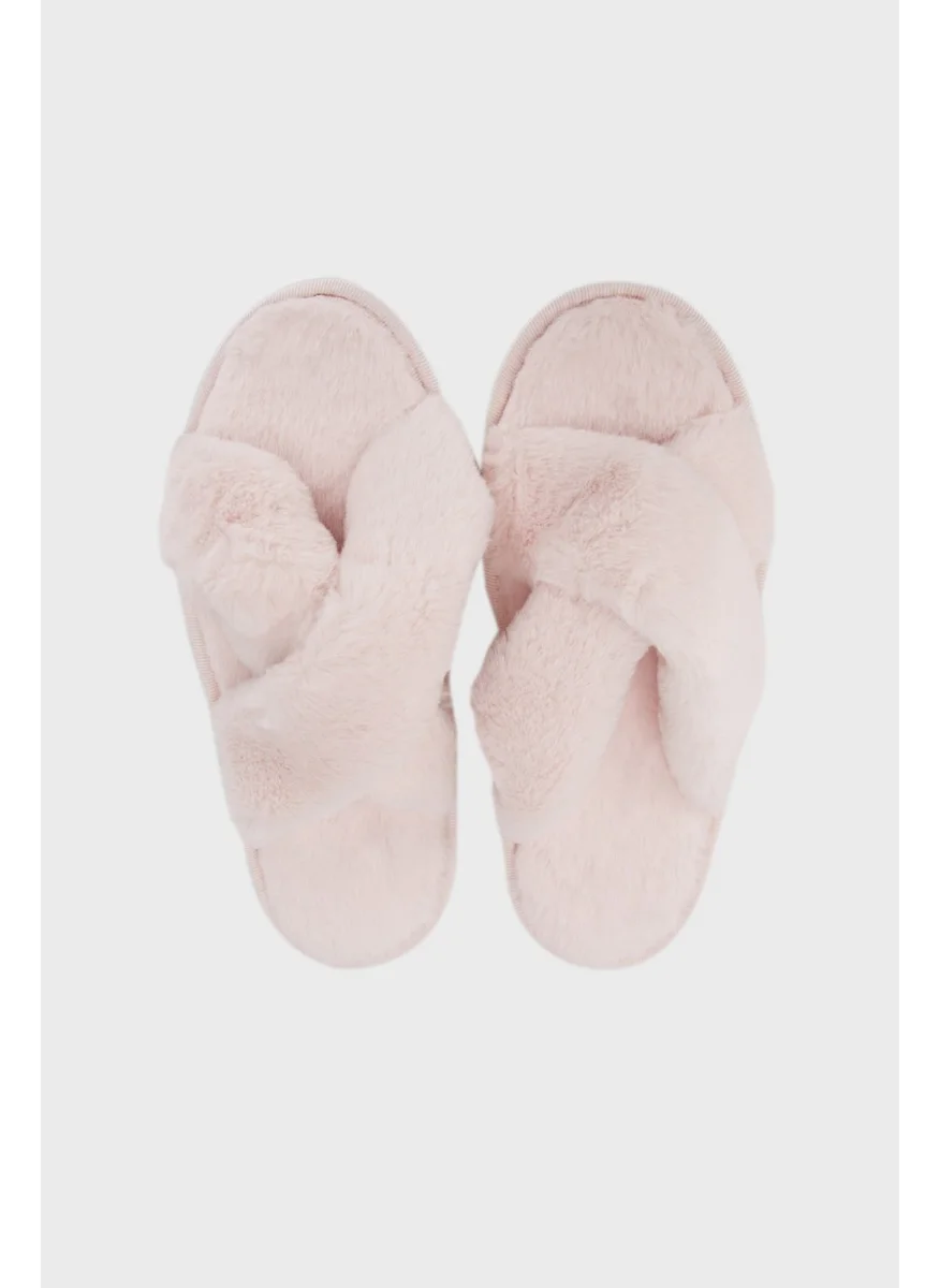 Lela Soft Texture Cross Plush Slippers Women Slippers 6722001