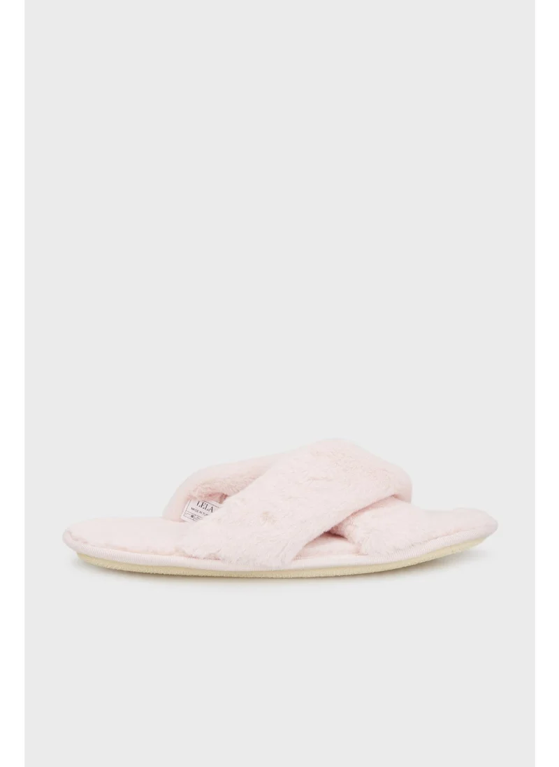 Lela Soft Texture Cross Plush Slippers Women Slippers 6722001