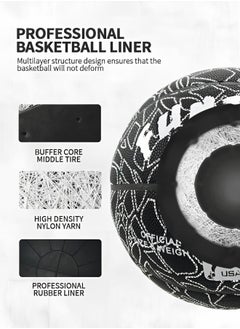 GROIC Luminous Glowing Leather Basketball, Glow In the Dark Basketball Official Size 7 (29.5") Indoor-Outdoor Night Games Basketball with Needles and Pump  - Image 3
