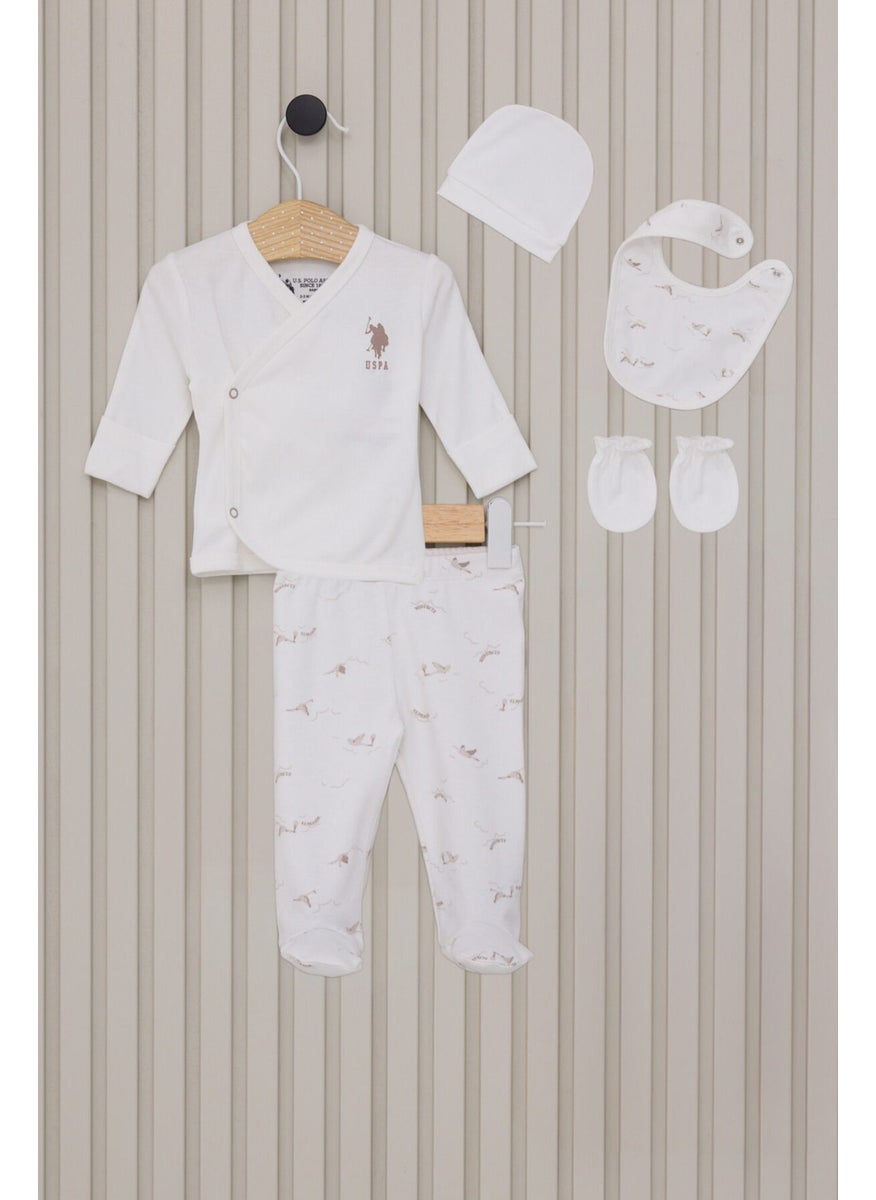 U.S. Polo Assn. - Baby Boy 5-Piece Bodysuit Set Cream - Image 1