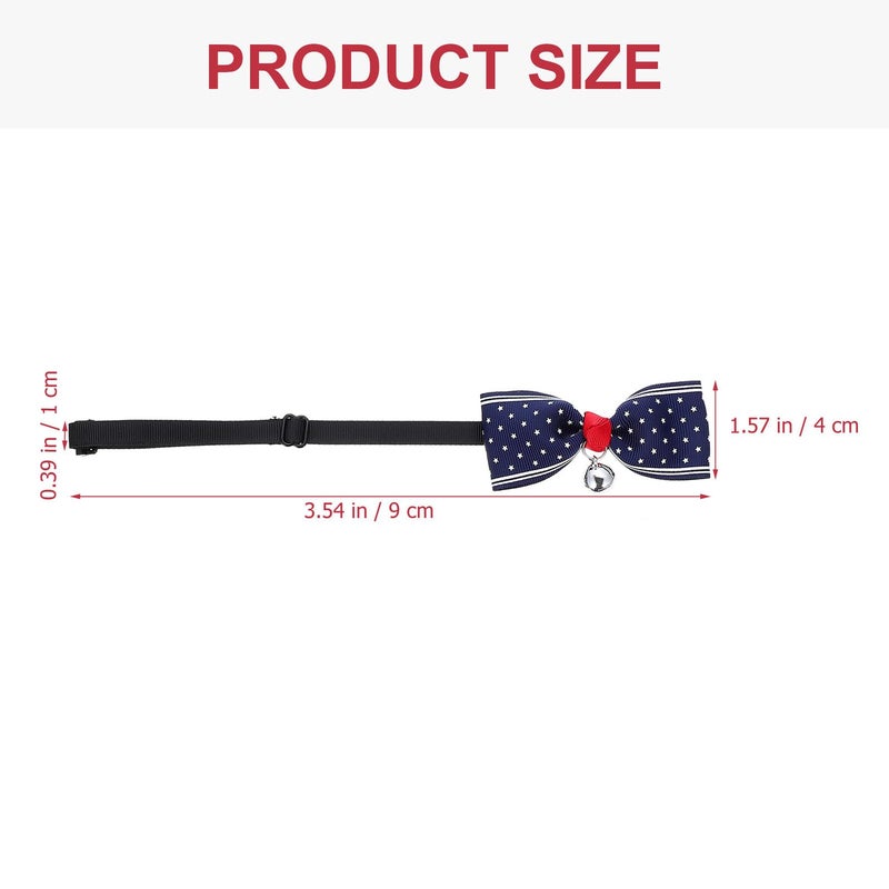 Adjustable Pet Collar With Bell Bow Tie UK Flag Navy Star Patterns Small Size - Image 3