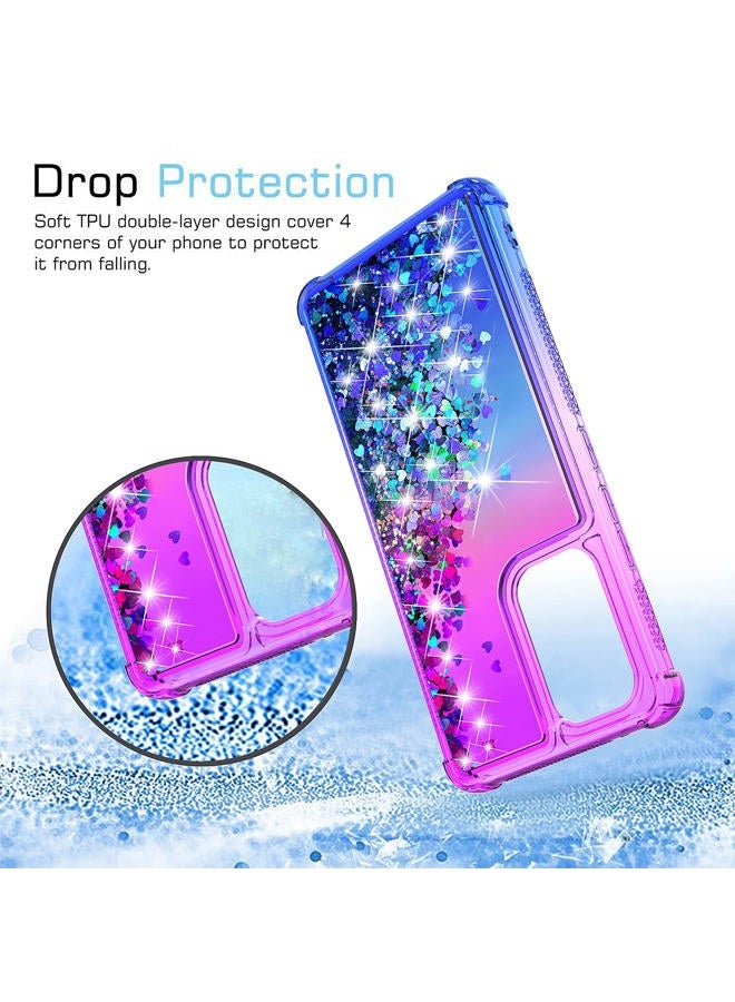 YZOK for Galaxy A53 Case,Samsung A53 5G Case with HD Screen Protector,Gradient Quicksand Glitter Liquid Floating Waterfall Durable Girls Cute Phone Case for Samsung Galaxy A53 5G (Purple/Blue) - Image 5