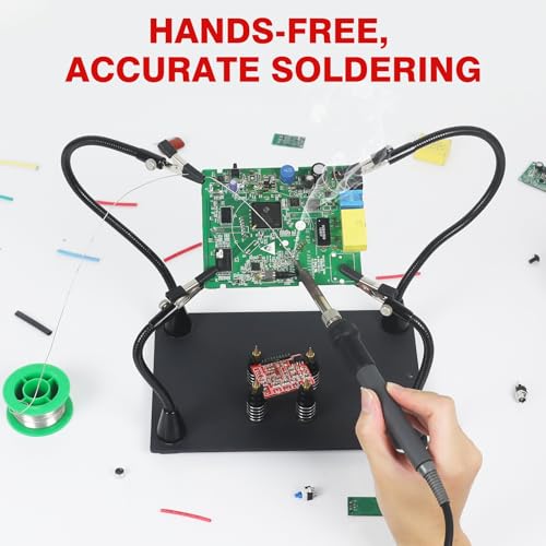 NEWACALOX Magnetic Helping Hand, Soldering Helping Hands, 4 PCB Pillars Circuit Board Holder with Flexible Metal Arms Heavy Duty Base Electronic Repair Tool - Image 2