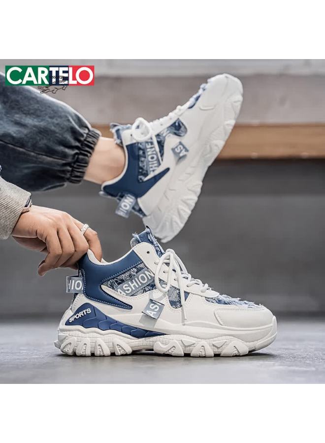 Cartelo Men's Dad Sneakers  Spring Fashion Thick-soled Casual Running Sports Shoes White Blue Size 41 - Image 4