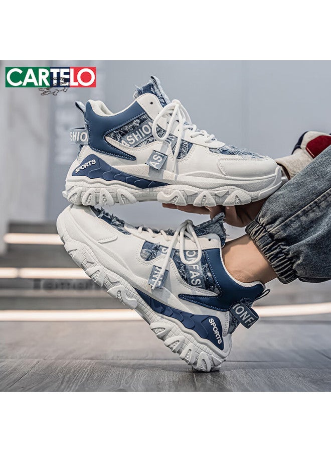 Cartelo Men's Dad Sneakers  Spring Fashion Thick-soled Casual Running Sports Shoes White Blue Size 41 - Image 5