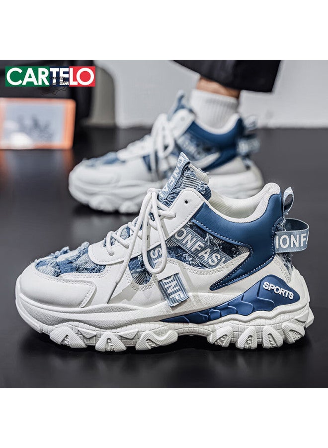 Cartelo Men's Dad Sneakers  Spring Fashion Thick-soled Casual Running Sports Shoes White Blue Size 41 - Image 2