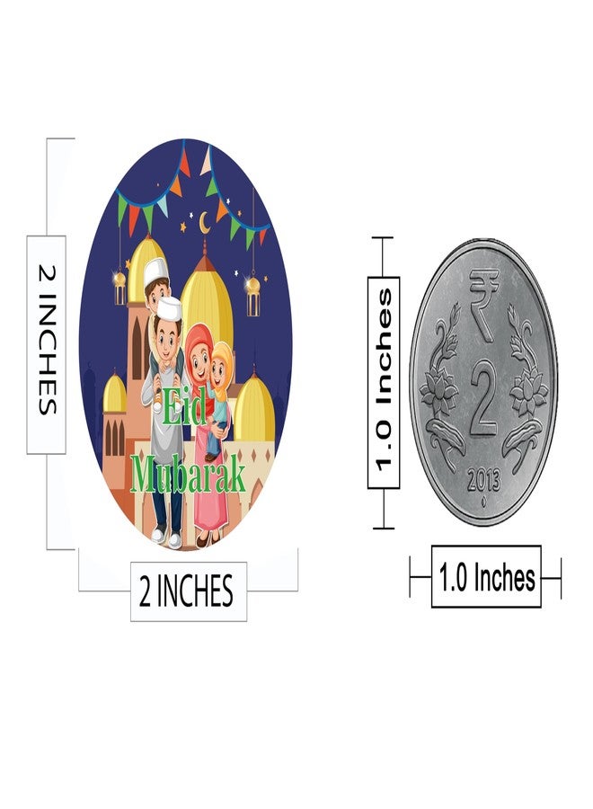 D2C Eid Mubarak Stickers 2 Inch Round - Festive Islamic Gift Labels for Ramadan & Eid Celebration, Decorative Seals for Favors, Treat Bags & Party Packaging (54) - Image 3