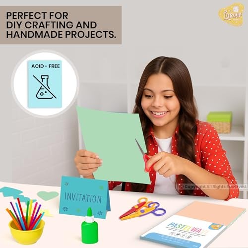 Lakeer A4 Pastel Color Paper - 5 Pastel Colours, Pack of 50 Sheets | 150 GSM Thick for Arts and Crafts, Printing, DIY Projects, Etc - Image 4