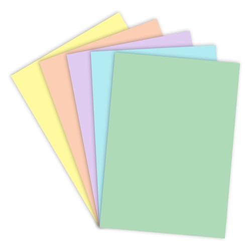 Lakeer A4 Pastel Color Paper - 5 Pastel Colours, Pack of 50 Sheets | 150 GSM Thick for Arts and Crafts, Printing, DIY Projects, Etc - Image 1