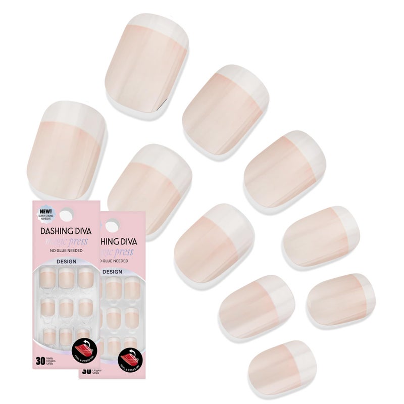 Dashing Diva Magic Press Nail Bundle - French Collection - Square Press On Nails - Day to Night & Homecoming - Long Lasting Gel - Lasts Up to 7 Days - 2 Sets - Image 1