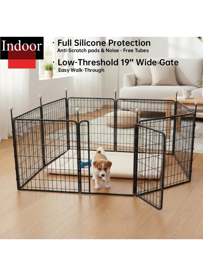 IGOOUO Portable Dog Crates & Playpen, 32'' Metal Pet Pen for Small/Medium Dogs, Easy-Carry Straps, Ideal for Indoor/Outdoor, Camping, RV, Yard (One Door) - Image 3