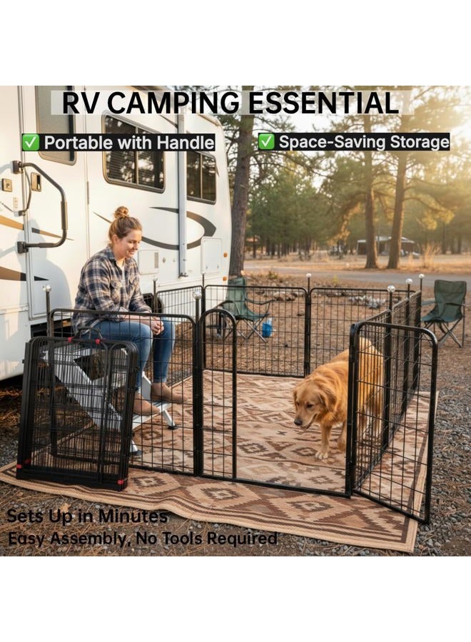 IGOOUO Portable Dog Crates & Playpen, 32'' Metal Pet Pen for Small/Medium Dogs, Easy-Carry Straps, Ideal for Indoor/Outdoor, Camping, RV, Yard (One Door) - Image 2