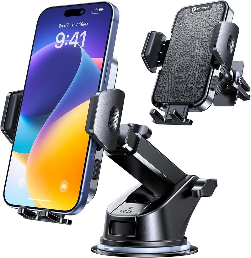 VICSEED Purple Phone Holders for Your Car [Upgraded True Military-Grade Strongest Suction] Cell Phone Mount for Car Dashboard Windshield Vent Truck Boat Stand Adjustable for iPhone  Android - Image 1