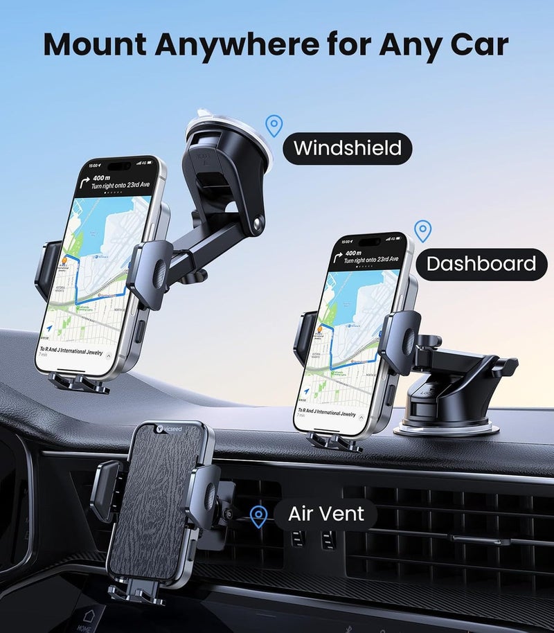 VICSEED Purple Phone Holders for Your Car [Upgraded True Military-Grade Strongest Suction] Cell Phone Mount for Car Dashboard Windshield Vent Truck Boat Stand Adjustable for iPhone  Android - Image 2