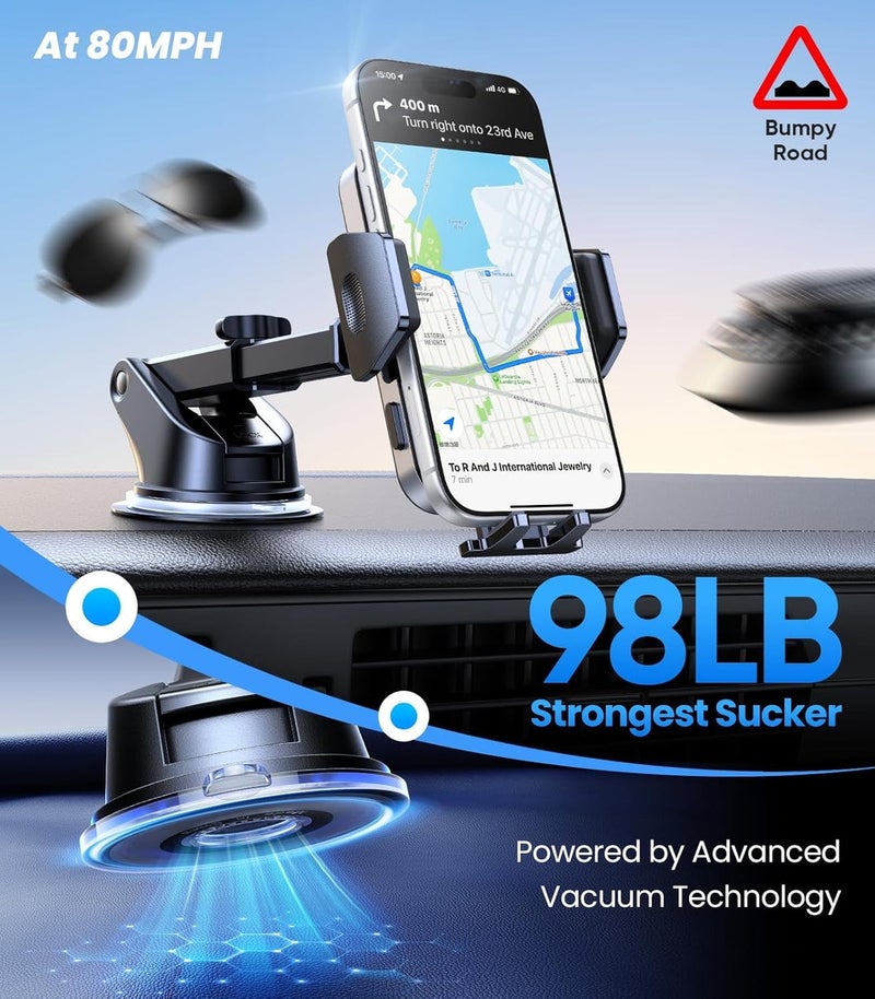 VICSEED Purple Phone Holders for Your Car [Upgraded True Military-Grade Strongest Suction] Cell Phone Mount for Car Dashboard Windshield Vent Truck Boat Stand Adjustable for iPhone  Android - Image 3