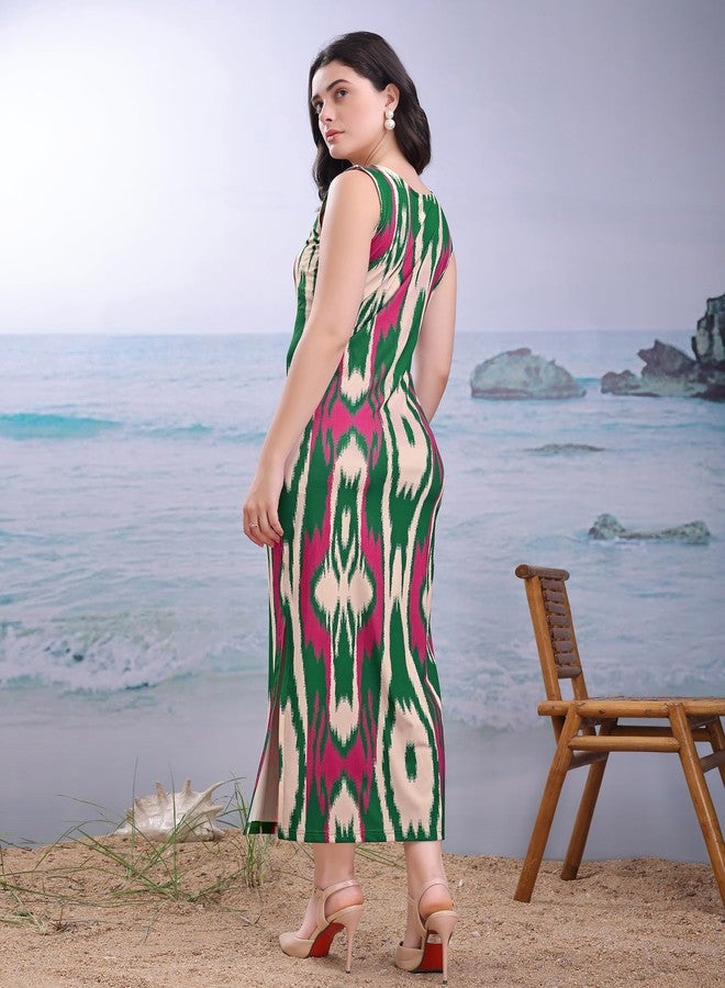 PURVAJA Women’s Bodycon Maxi Length Dress (Wini-188-Multi_X-Large) Multicolour - Image 3