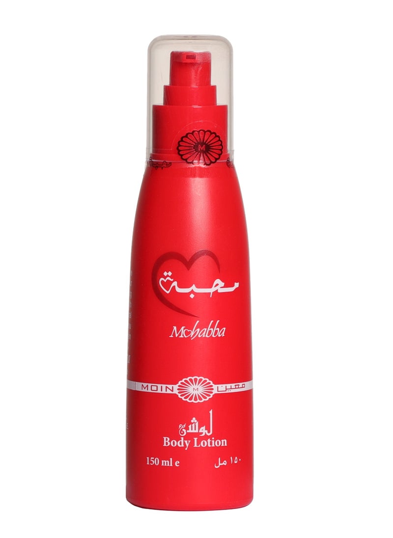 Moin Mohabba Lotion 150ml - Fresh Citrus, Fruity & White Floral Scent with Woody & Green Notes - Moisturizing Lotion for Soft Skin with Sweet & Powdery Fragrance  - Image 1