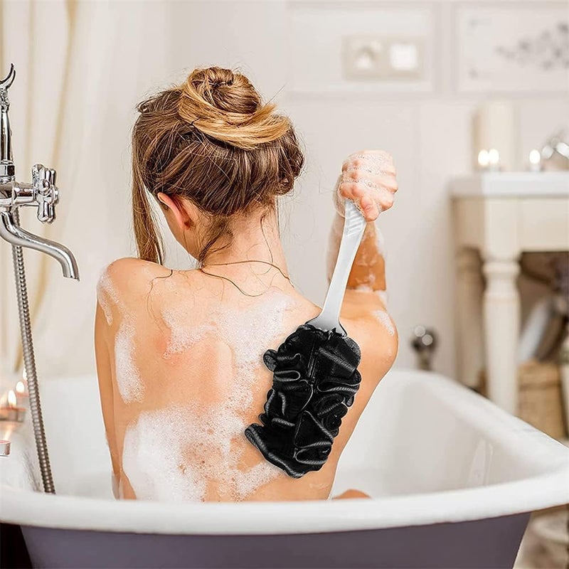 Long Handle Shower Back Brush Set - 4-Piece Bath Scrubber & Scalp Massager for Men, Women & Pets - Loofah Sponge for Deep Cleaning & Relaxation - Image 3