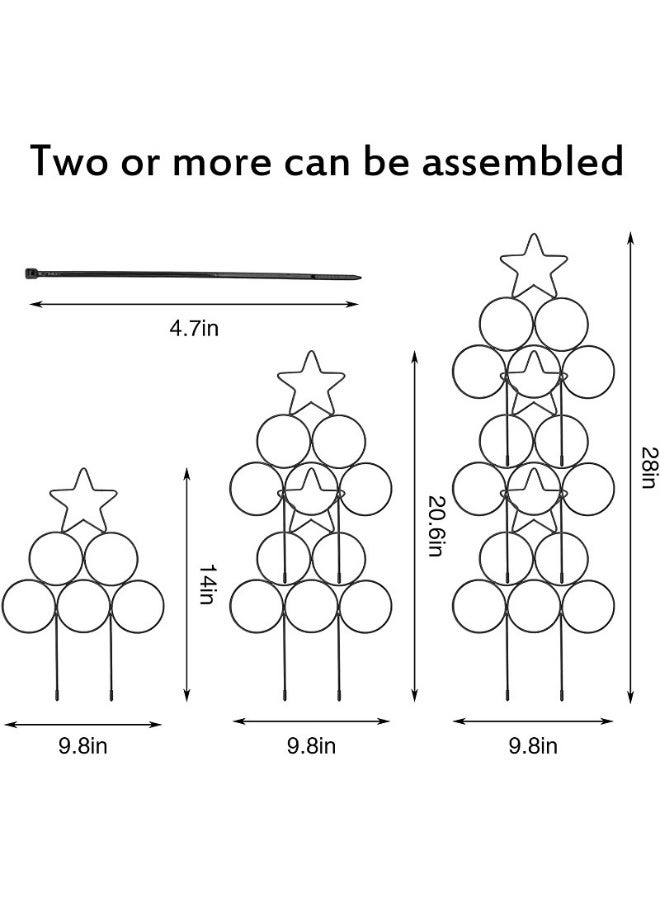 NANAO Indoor Plant Trellis for Climbing Plants, Stackable Garden Trellis for Potted Plants, Small House Plant Trellis for Vine Ivy Flower Plant Support Outdoor DIY Metal Trellis 3 Pack, Black - Image 2