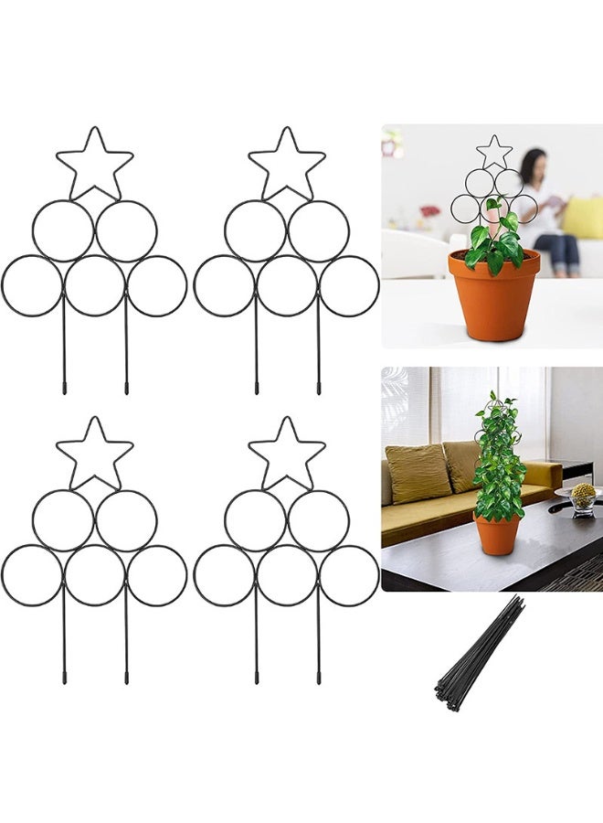 NANAO Indoor Plant Trellis for Climbing Plants, Stackable Garden Trellis for Potted Plants, Small House Plant Trellis for Vine Ivy Flower Plant Support Outdoor DIY Metal Trellis 3 Pack, Black - Image 5