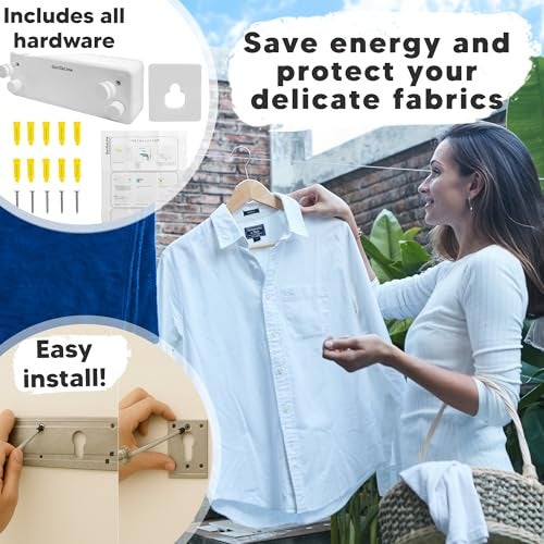 GorillaLine - Retractable Clothesline Indoor Outdoor Clothes Line - Heavy Duty Clothes Drying Laundry Line - Wall Mounted Drying Rack - Air Dry Clothing - Image 4