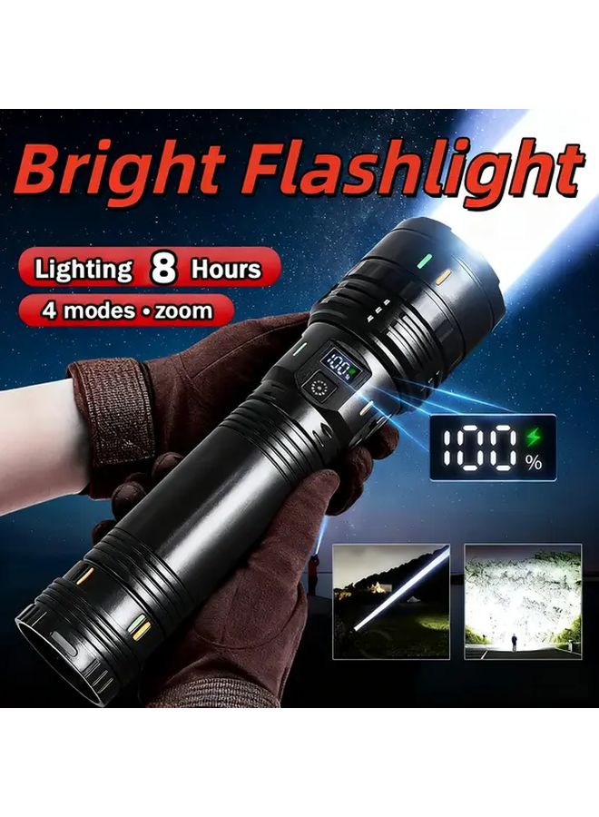 مصباح يدوي عالي السطوع مع تكبير تلسكوبي، 4 أوضاع، شاشة عرض رقمية للطاقة، شحن USB نوع C بسعة 3600 مللي أمبير، للتخييم والمشي لمسافات طويلة - Image 2