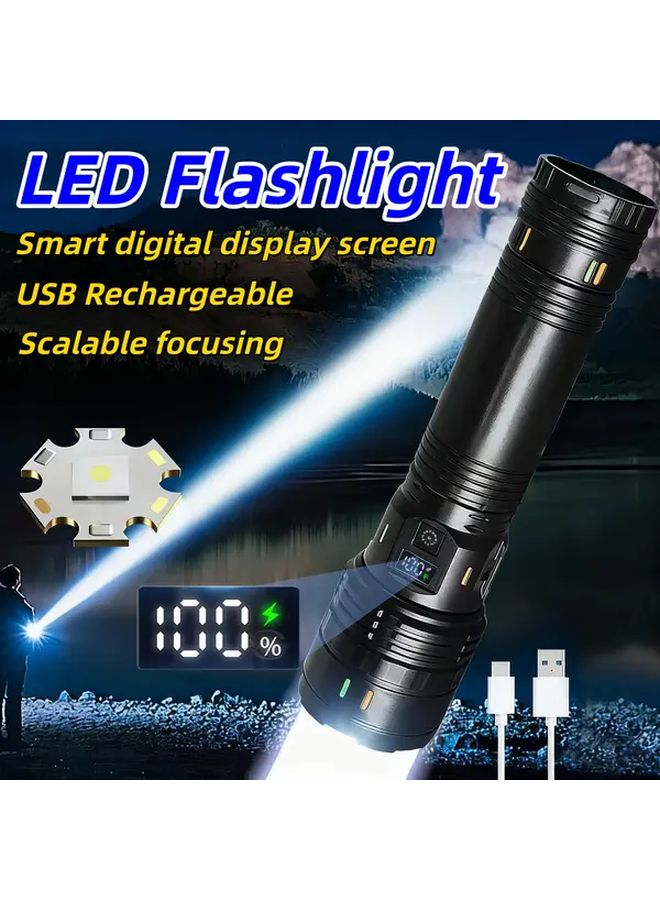 مصباح يدوي عالي السطوع مع تكبير تلسكوبي، 4 أوضاع، شاشة عرض رقمية للطاقة، شحن USB نوع C بسعة 3600 مللي أمبير، للتخييم والمشي لمسافات طويلة - Image 3