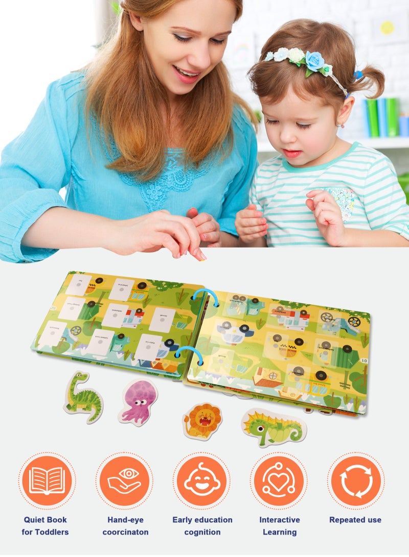 أوربازار 4 قطع من كتب مونتيسوري للأطفال، كتاب ملصقات ممتع لتنمية الإدراك لدى الأطفال الصغار، كتاب هادئ لأنشطة ما قبل المدرسة، مناسب للأولاد والبنات فوق سن 3 سنوات لتعلم الكتب - Image 5