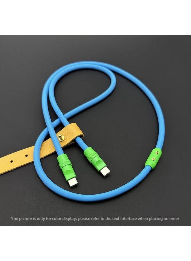 لون الهاتف المحمول المطابق للشحن السريع من السيليكون للكمبيوتر اللوحي IPhone خط بيانات Apple 16Pro Computer PD لأجهزة IPad- اللون: Doraemon Blue + Green Shell + طول الخط المنزلق: 2 متر (USB متوافق تمامًا مع النوع c/65 واط) - Image 1