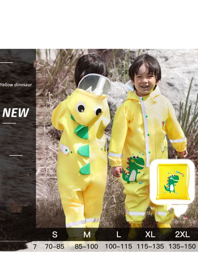 Loquat Cartoon Boy And Girl Body Waterproof One-piece Raincoat 