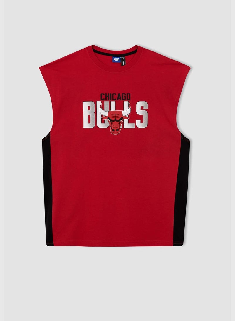 Oversize Fit Sleeveless NBA Chicago Bulls Printed T-Shirt