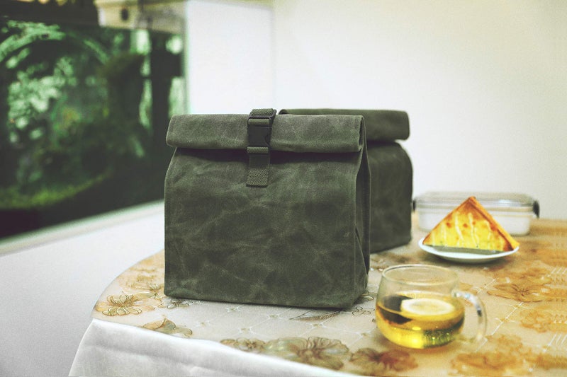 Kaaltisy Sustainable Waxed Canvas Lunch Bags Eco-friendly Reusable Lunch Box with Adjustable Buckle for Men Women, Green, Soft Handfeel - Image 4