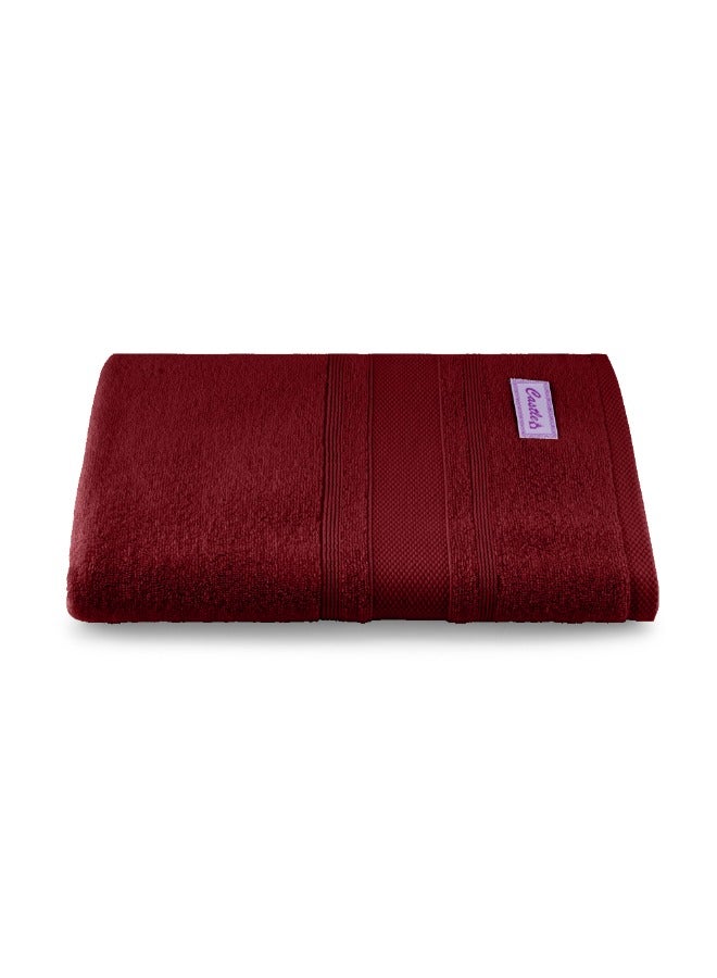 BYFT Home Castle (Maroon) Premium Cotton Bath Sheet (90 X 180 Cm-Set Of 1) Highly Absorbent, High Quality Bath Linen With Diamond Dobby 550 Gsm - Image 2