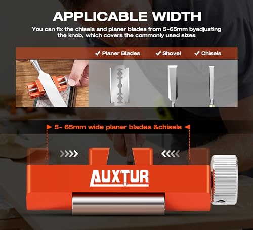 AUXTUR Sharpening Stone with Honing Guide Tool Set for Woodworking,Flattening Stone,Complete Sharpening System Woodworking Tools for Chisel Sharpening and Plane Restoration(guide+stone) - Image 5
