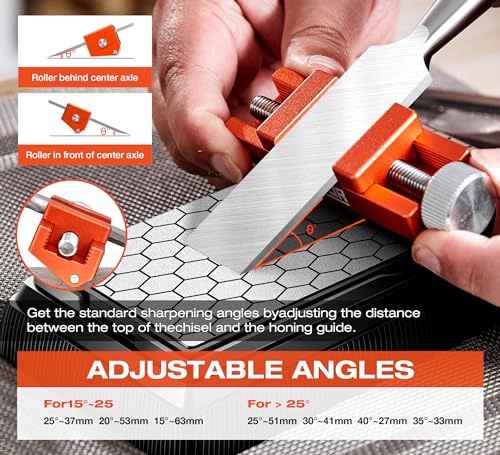 AUXTUR Sharpening Stone with Honing Guide Tool Set for Woodworking,Flattening Stone,Complete Sharpening System Woodworking Tools for Chisel Sharpening and Plane Restoration(guide+stone) - Image 3