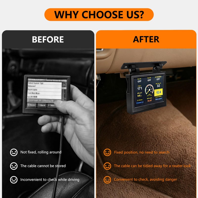 Toughnics Under Dash Bracket for Holley Sniper EFI Terminator X Dominator 3.5" Screen, Handheld Controller Display Mount, Reserved SD Card Slot and Cable Slot - Image 5