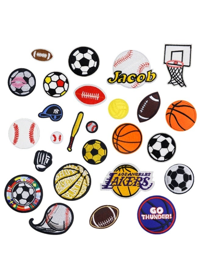 SafiDur 26PCS Basketball  Iron on Patches,  Basketball Sew on Patches Soccer Embroidered Appliques Sticker Patches for Clothes Dress Hat Jeans - Image 1