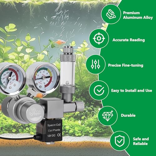 Hygger CO2 Aquarium Co2 Regulator, Dual Gauge Accurate Display, with 12V DC Solenoid Valve, Bubble Counter and Check Valve,for Establishing CO2 System in Aquatic Plant Tank - Image 4