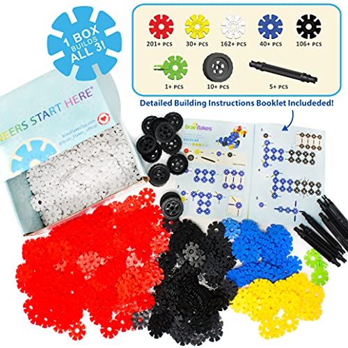 Brain Flakes 3in1 Building Kit with Detailed Step by Step Instructions 580 Pieces to Build All 3 Vehicles Wheel Pieces and Special Parts are Included Ages 7 and Up - Image 5