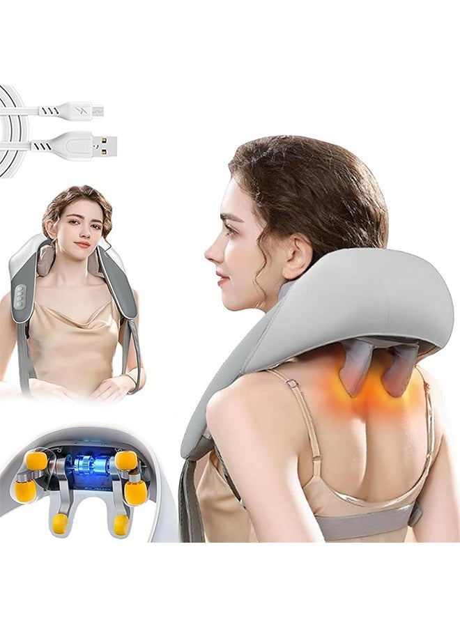 Arabest Electric Back Massagers, Shoulder Massagers with Heat, Massage Pillow for Neck, Shoulders, Back and Legs, Pain Relief, Cordless Deep Tissue Kneading Massage, 4D Deep Tissue Kneading (Grey) - Image 1