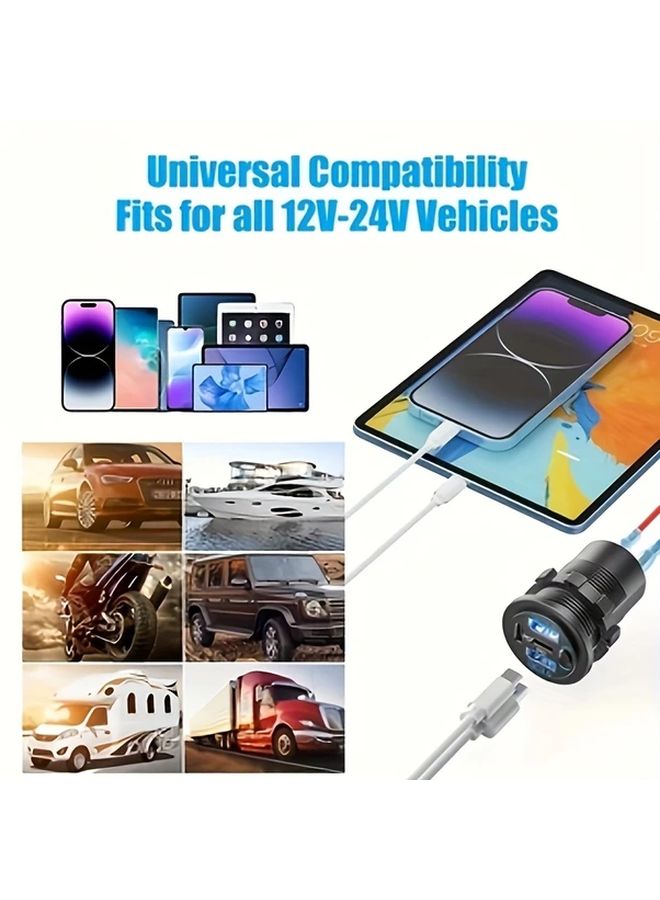 Green Light 12V Dual USB C PD 3 0 and QC 3 0 Fast Car Charger Outlet for iPhone Android - Image 3