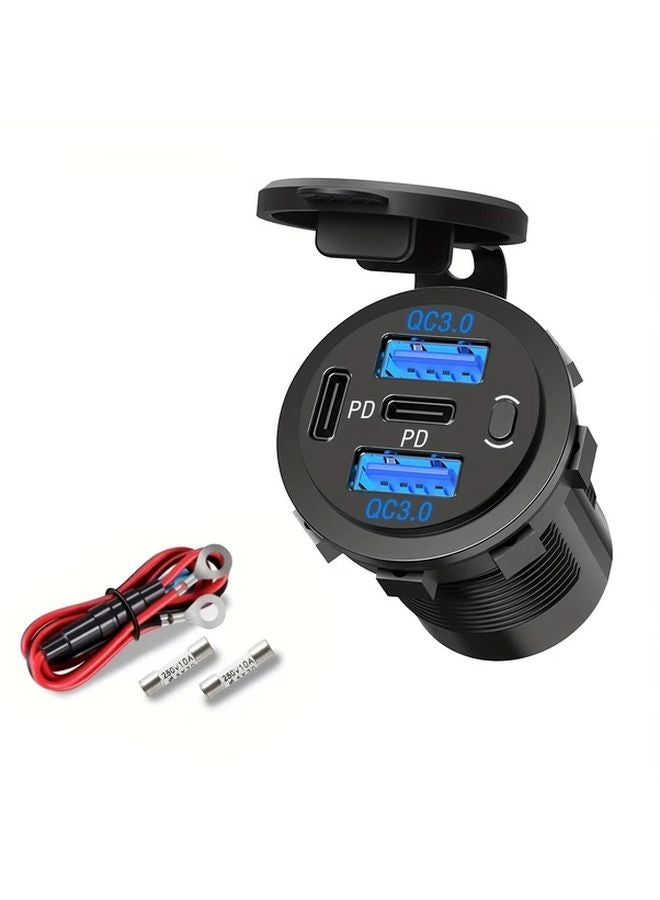 Green Light 12V Dual USB C PD 3 0 and QC 3 0 Fast Car Charger Outlet for iPhone Android - Image 2