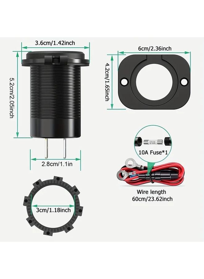Green Light 12V Dual USB C PD 3 0 and QC 3 0 Fast Car Charger Outlet for iPhone Android - Image 5