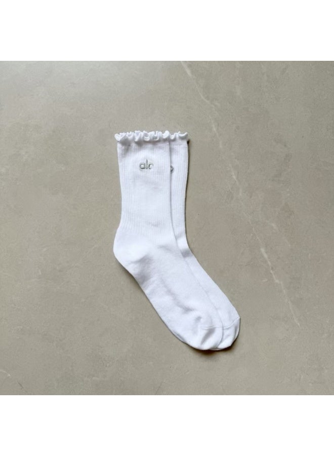 alo Alo New Floral Lace Candy Color Solid Embroidered Spring/Summer Women's Slouch Socks 