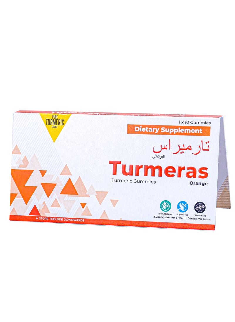 Turmeras - Turmeras Orange | Turmeric Gummy | Curcumin | Soft-gel | Natural Immunity Booster | Cold | Cough | 10 pieces - Image 1
